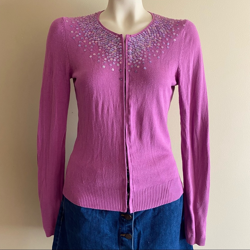 GAP Sequined Purple Cardigan
